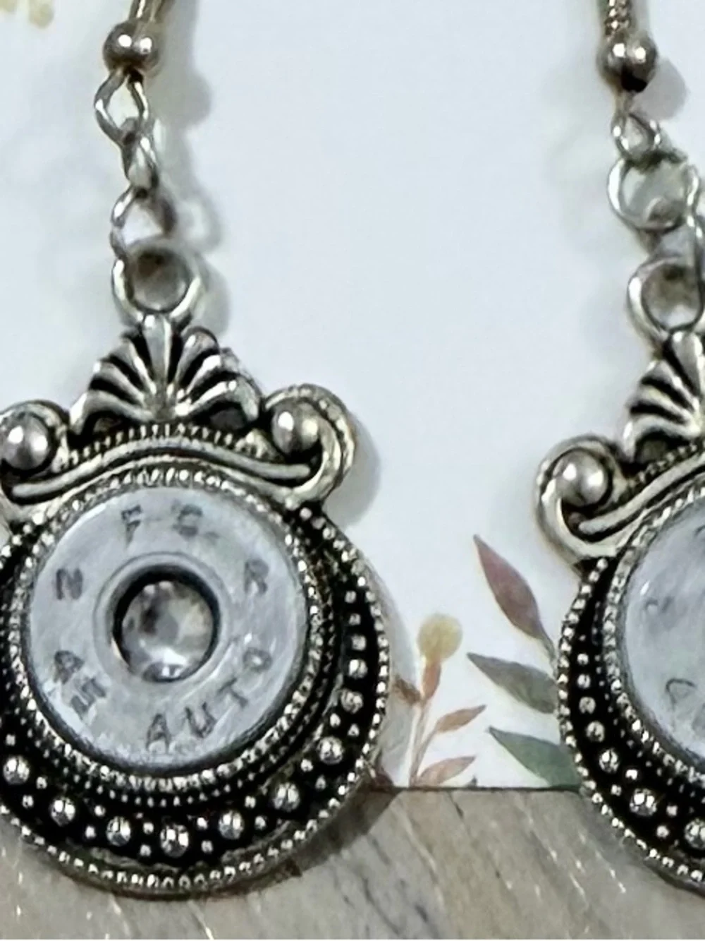 Silver Bullet Drop Earrings w/ Swarovski Crystal